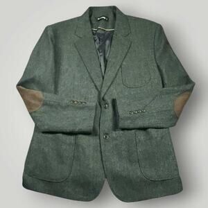 Flatseven Blazer Sport Coat Mens 46R Slim Fit Tweed Wool Blend Elbow Patches